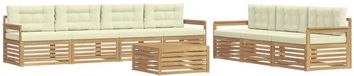 vidaXL - Buiten - bank - set - 7 - zitplekken - Wit en crème - Polyester