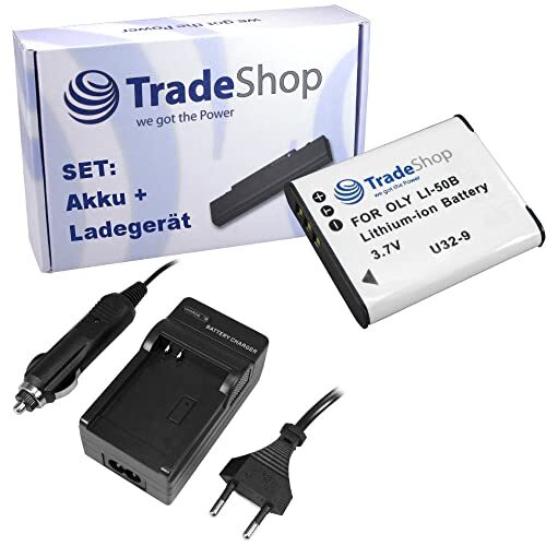 Trade Shop 2-in-1 set: Camera Li-Ion batterij 850mAh + oplader met auto-adapter compatibel met Kodak PixPro SPZ1, FZ201, SL25 / SL10 Smart Lens