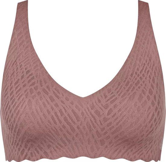 Sloggi Zero feel Soft Bra Bliss - Naadloze BH top - Kanten bralette met brede bandjes - M - Roze