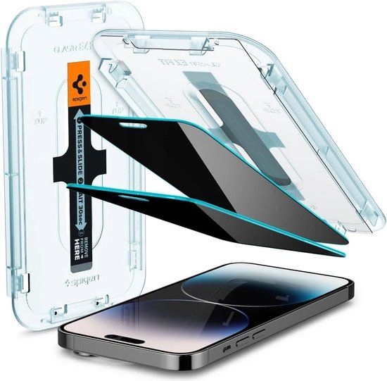 Spigen EZ Fit Glas.tR iPhone 14 Pro Privacy Screen Protector 2-Pack
