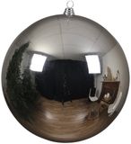 Decoris Grote Kerstbal - Zilver - 25 cm - Kunststof - Glanzend