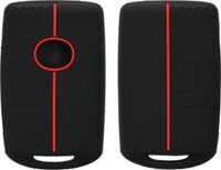 kwmobile autosleutel hoesje geschikt voor Mazda 3-Knoppen CX30 CX50 CX60 CX90 MX-30 hoes - Siliconen autosleutel behuizing - Auto sleutel case met honingraat - Sleuteletui in zwart / rood