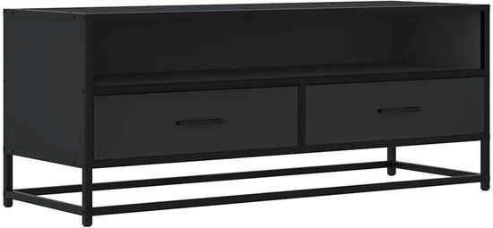 VidaXL TV-meubel 100x34,5x40 cm bewerkt hout en metaal zwart