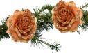 Kaemingk B.V. Fleur de Noël sur clip - 2x pièces - brun terre - plastique - 14 cm