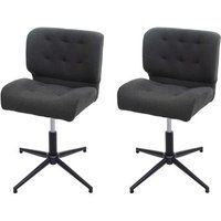 HWC-H42 Set van 2 eetkamerstoelen, draaistoel, in hoogte verstelbaar, stof/textiel donkergrijs, voet zwart