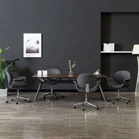 vidaXL 4x Chaises Pivotantes de Salle à Manger Sièges à Dîner Chaises de Repas Salon Chambre Bureau Cuisine Intérieur Maison Gris Tissu