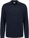 No Excess Pullover Polo With Linen Deep Blue