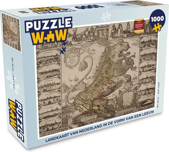 MuchoWow Puzzel Landkaart van Nederland in de vorm van een leeuw - Legpuzzel - Puzzel 1000 stukjes volwassenen - Sinterklaas cadeautjes - Sinterklaas voor grote kinderen