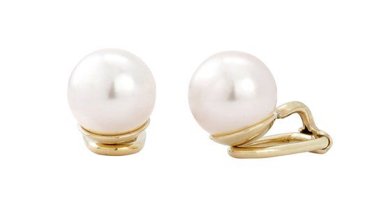 Traveller pareloorclip - met 10mm Swarovski Crystal parel crÃ¨me - 22ct verguld - #714010