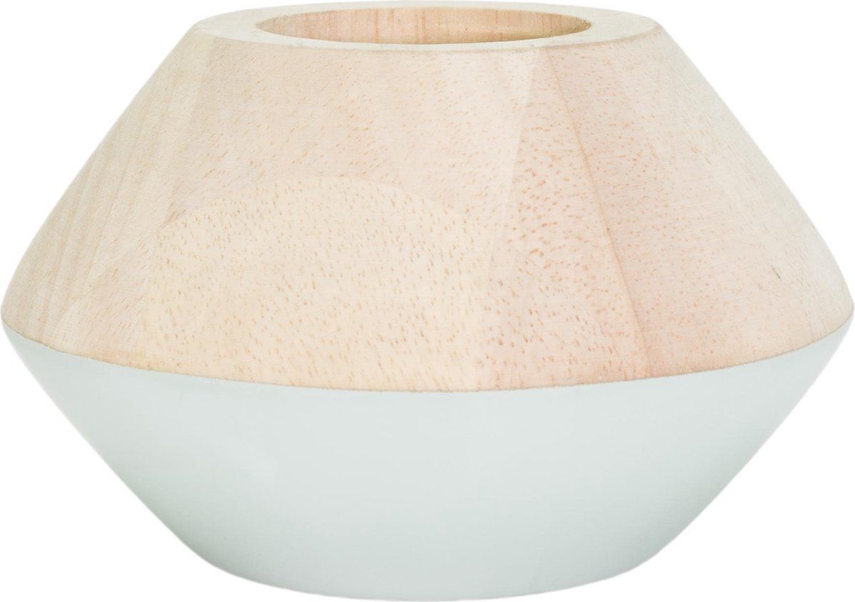 TAK Design Maysa Theelichthouder - Ø12 x 6,8 cm - Pastel Mint - Hout