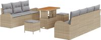 vidaXL Tuinbank - Set - 10 - st - Beige - poly - rattan