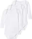 NAME IT NBNBODY 3P LS SOLID NOOS Bodies Unisexe Manches longues Coton Uni Bright White Taille 98 (Lot de 3)