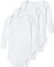 NAME IT NBNBODY 3P LS SOLID NOOS Bodies Unisexe Manches longues Coton Uni Bright White Taille 98 (Lot de 3)