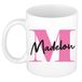 Bellatio Decorations Naam mok Madelon - roze - wit - keramiek - 300 ml - cadeau beker
