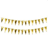Merkloos / Sans marque Partydeco Sp. Z O. O. 2x Metallic gouden vlaggenlijnen 2 meter