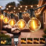 Merkloos / Sans marque Lichtsnoer voor buiten - Dimbaar, met timer en waterdicht - 10m LED-lichtketting voor tuin, terras, bruiloften en feesten (Warmwit)