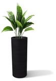 Kloris Hoge bloembak cilindrisch model Barocco 70 van polyethyleen grafiet diameter 35 cm hoogte 70 cm