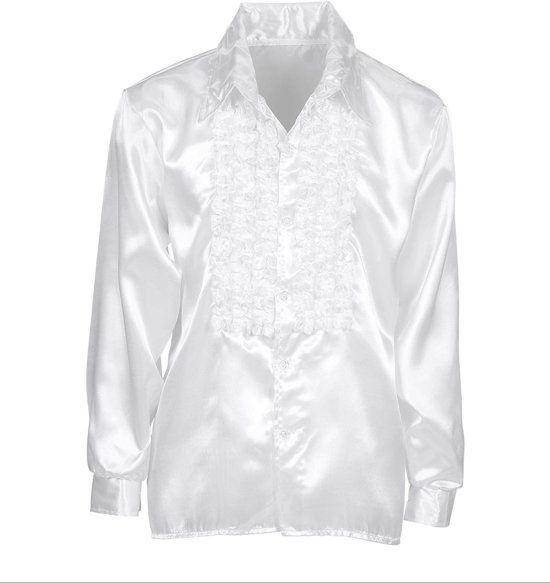 Widmann Jaren 80 & 90 Kostuum Lekker Foute Rouchenblouse Wit Man XL Carnaval