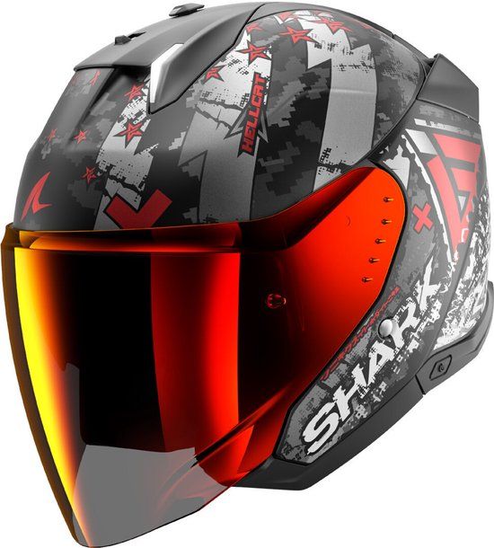 Shark Skwal i3 Jet Hellcat Mat Zwart Chrome Rood KUR Helm