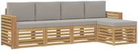 vidaXL Tuinset met 5 zitplaatsen, wit en lichtgrijs, polyester