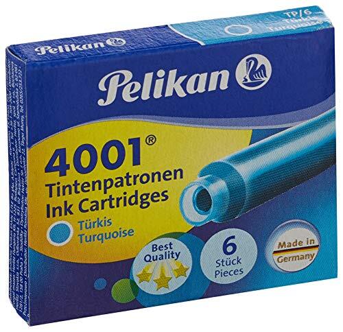 pelikan 301705 inktcartridge 4001, turquoise, 6 patronen in de vouwdoos