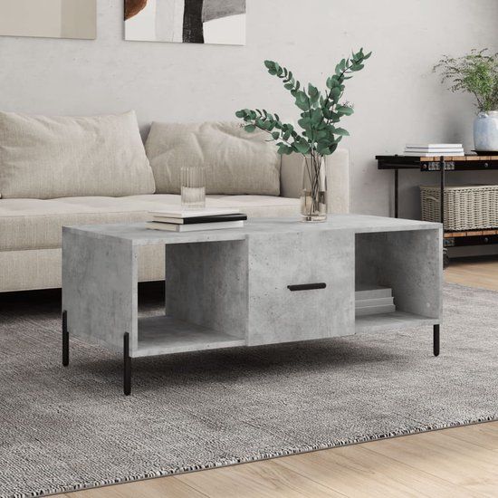 vidaXL Salontafel 102x50x40 cm bewerkt hout betongrijs