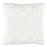 HOME DECO FACTORY TX0236 White and beige checkerboard flannel cushion 40x40 cm
