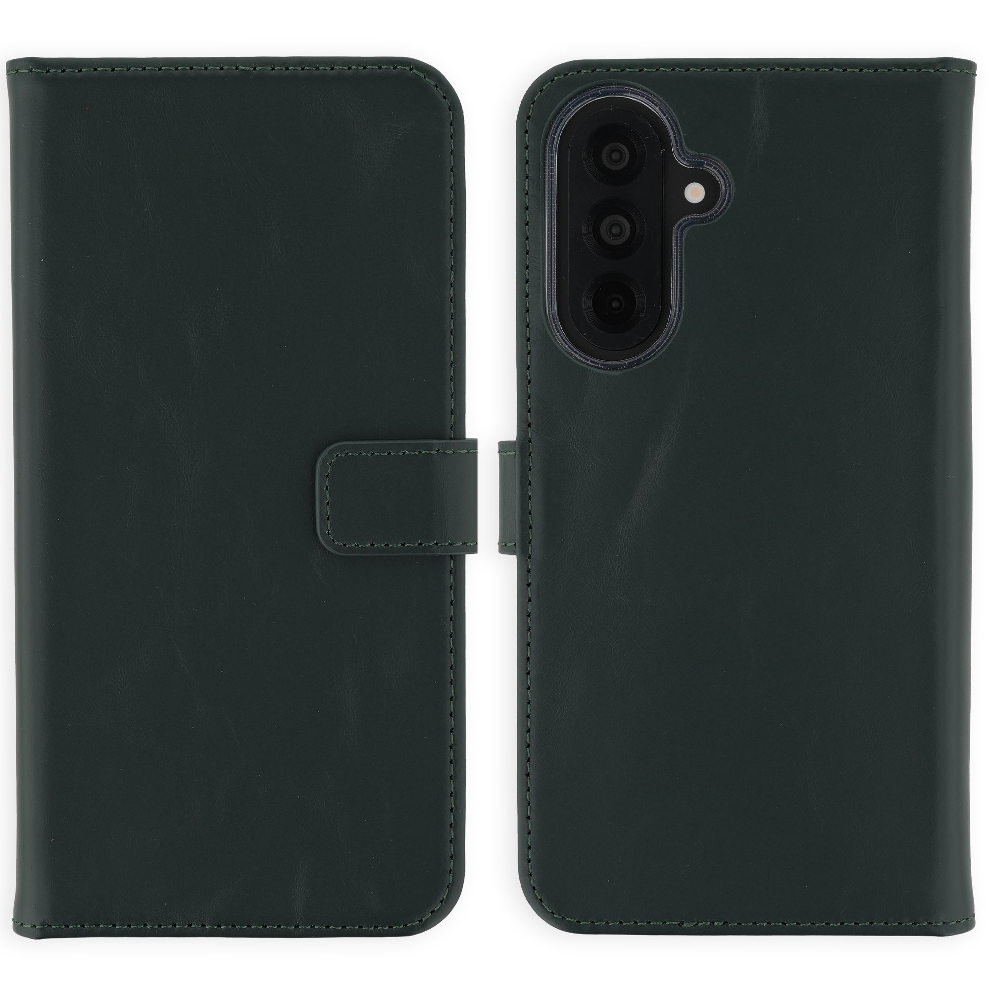 Selencia Echt Leren Bookcase Samsung Galaxy A37 (5G) - Groen
