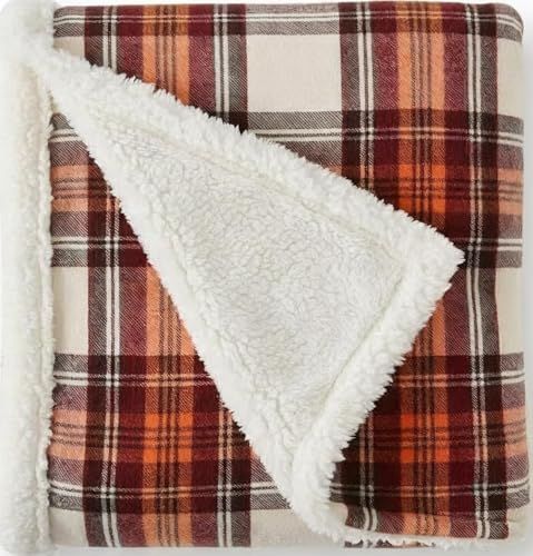 Eddie Bauer Edgewood Flannel Sherpa Throw Blanket, 127 x 152 cm, kaki