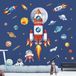 Omgoods Stickers mur Espace - Grandes fusées/planètes - Étoiles/Système solaire - Décoration murale chambre bébé