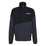 adidas Terrex Multi Climawarm Fleece Anorak Sweatshirt, Black/Carbon, XL