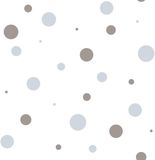 Happy Behang - Rondjes - Stippen - Taupe Blauw Wit - Babykamer Kinderkamer - Scandinavisch - Vliesbehang - 0,53 x 10,05 M
