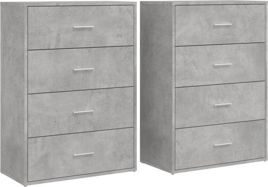 vidaXL Dressoirs 2 st 60x31x84 cm bewerkt hout betongrijs