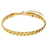 Lucardi Dames Stalen goldplated armband met gourmetschakel - Armband - Staal - Goudkleurig - 20 cm