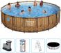 Bestway Power Steel Swim Vista Piscine - 549x122 cm - Impression bois - Rond - Avec pompe de filtration + accessoires