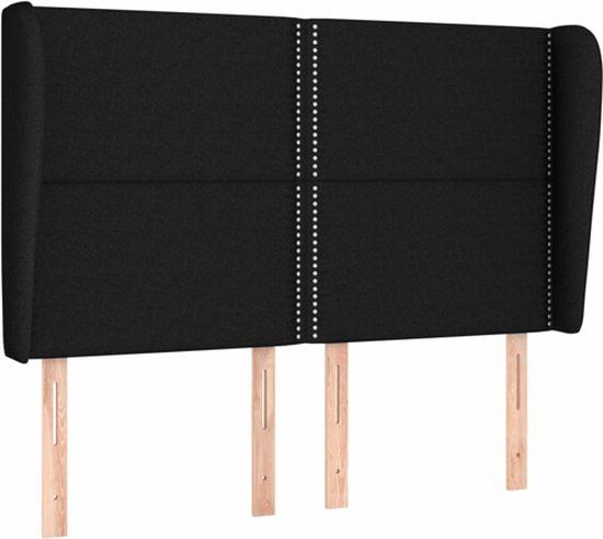 vidaXL Hoofdbord - Stof - Zwart - 147x23x118/128 cm