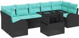vidaXL Tuinbank Set Zwart Poly Riet