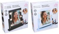 Touch of Beauty Make Up Spiegel - Spiegel met Verlichting - 6 LED Warm of Koud Wit Licht - Spiegel Staand 180 graden Kantelbaar - Make Up Spiegel met LED verlichting - Wit of Zwart Willekeurig