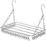 Ibenzoa® Séchoir à chaussettes avec 36 clips, Acier inoxydable, Argent