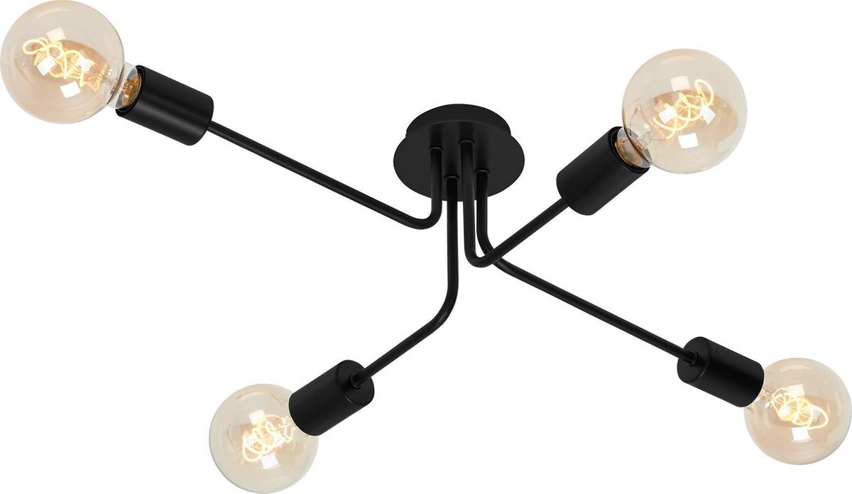 Briloner Leuchten KUGLO plafondlamp industrieel - 4-lichts - E27 max. 60W - zwart