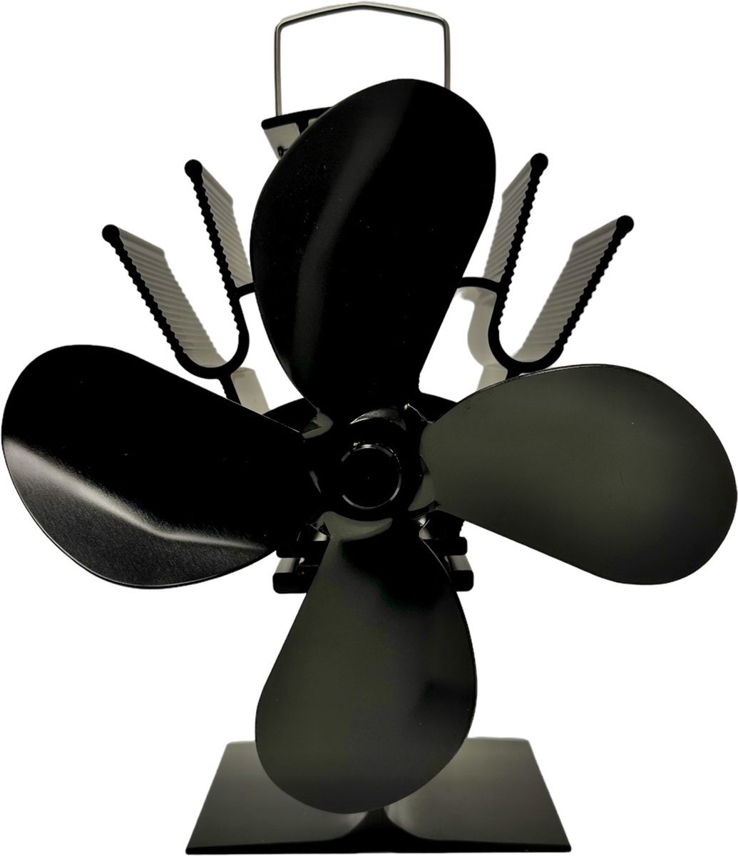WOLFF MOUNT The Stove Fan by | 4-blads energie besparende haardventilator | Groot 19 cm | Extra curve propeller bladen voor meer lucht verplaatsing | Kachelventilator Haardventilator Eco fan ventilator