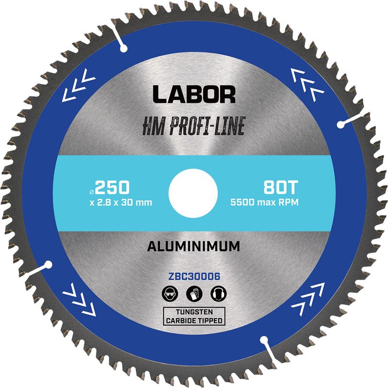 Labor HM cirkelzaagblad aluminium 250x30x2,8mm 80T
