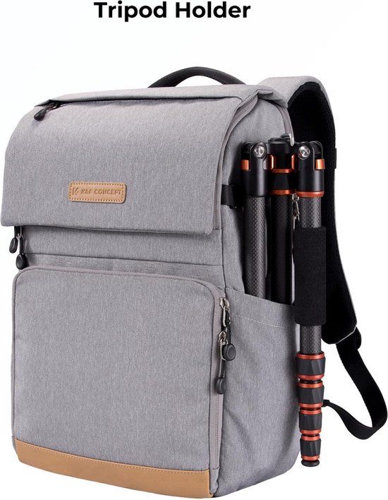 K&F Concept 22L Camera Rugtas - Grijs/Bruin met regenhoes