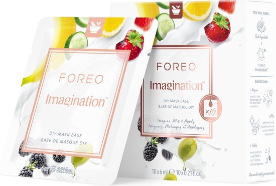 FOREO Imagination DIY Gezichtsmasker Basis (10 sachets x 6 ml) Voor Alle Huidtypen + Mini Kookboek, Absorberende, Antioxidantrijke, Hydraterende, Zuivere &amp; Veilige Formule