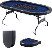 VEVOR Table de poker pliable 214x107x76cm (LxlxH), Table de poker pliable, tapis de poker noir et bleu pieds de table pliables pour 10 joueurs, table de poker avec housse de protection portable