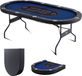 VEVOR Table de poker pliable 214x107x76cm (LxlxH), Table de poker pliable, tapis de poker noir et bleu pieds de table pliables pour 10 joueurs, table de poker avec housse de protection portable