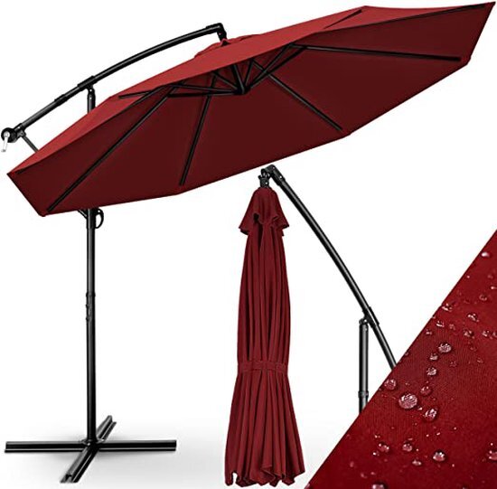 Sens Design Zweefparasol met voet - 300 x 300cm - rood