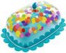 Unyqoos® boterpot met bloemen- en vlindermotief, groene siliconen onderzetter, ABS-kunststof, 17,7 x 12,4 x 7 cm
