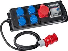 SIROX SIROX® massief rubber verdeelbox"GOTHA" met FI-schakelaar stopcontact 230 V~ 4, CEE 16 A, 400 V~ 1