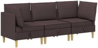vidaXL Modulaire bankset met opslag 3-zits Donkerbruin Stof